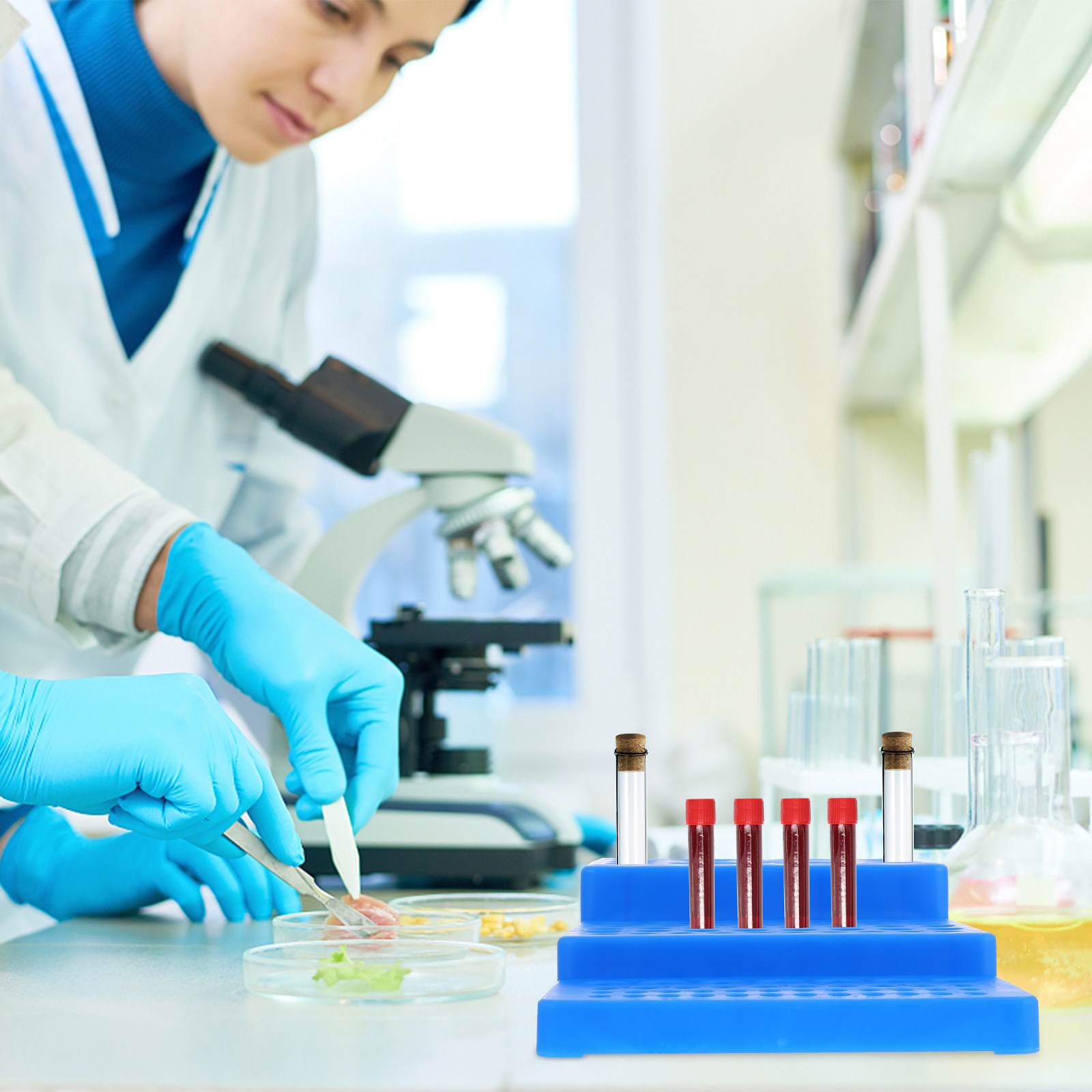 Lab Equipment - Reageerbuisrek, trapeziumvormig, gemaakt van PP-kunststof, voor