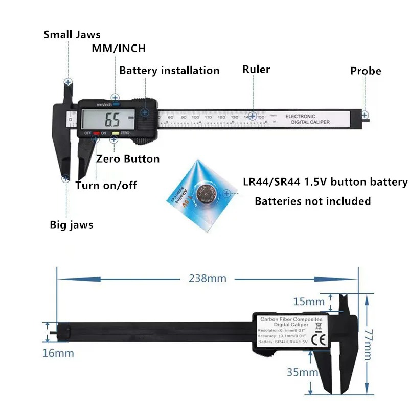 150mm 100mm Elektronische Digi - Digital Caliper 150Mm Stainless Steel recensie en prijs