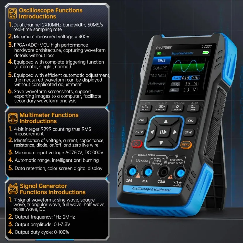 FNIRSI 2C23T draagbare digital - Fnirsi Digital Oscilloscope Handheld recensie en prijs